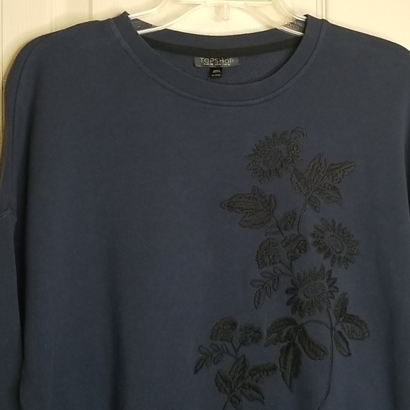 Topshop Tops - Topshop Navy and Black Sweatshirt